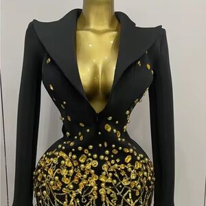 Elegant Black and Gold Women's Jacket dress